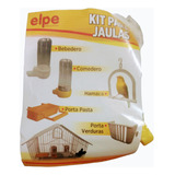 Kit Jaula Comedero Bebedero Hamaca Porta Pasta/verdura Aves