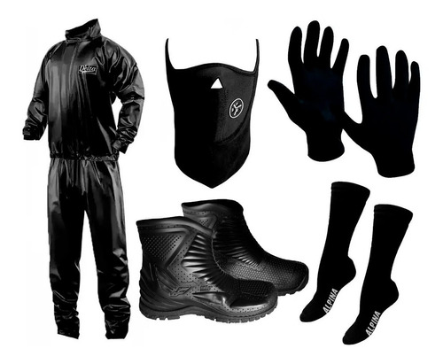 Piloto Delta + Botas Lluvia + Mascara + Guantes +medias Pp C