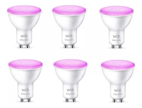 Lampara Led Wiz Wifi Color 4.7w Rgb + Blanco Gu10 X6 Unidad