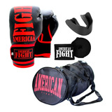 Kit Muay Thai Boxe Luva Bolsa Bandagem Bucal American Fight
