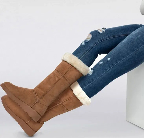 Botas Largas Invernales Cafes Con Borrega De Piso