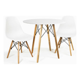 Kit Mesa Sala De Jantar 90cm Mdf 2 Cadeiras Charles Eames