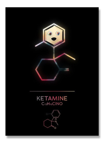 Quadro Decorativo Elemento Químicos Molecular Cetamina 40x60