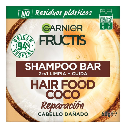 Fructis - Champú En Barra Hair Food Coco 60 Gr