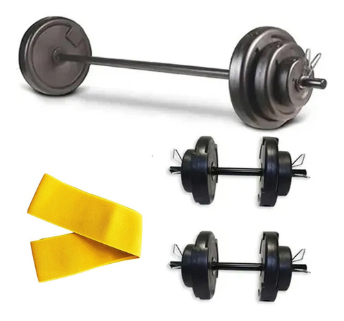 2 Mancuernas + Barra + 24 Kg En Discos + Regalo Kit Fitness