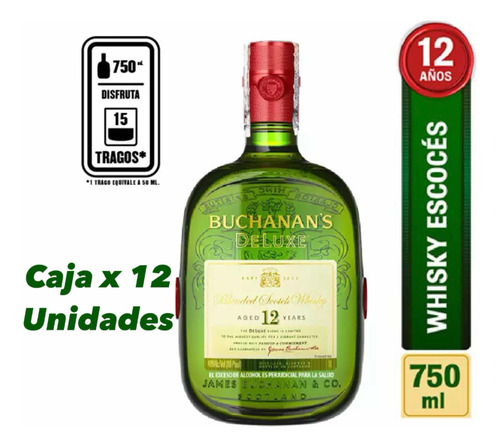 Whisky Buchanan S Deluxe Caja 12 Unidad - mL a $184