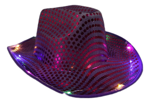 Sombrero Cowboy Cowgirl Led Vaquero Lentejuelas Luminoso X 4