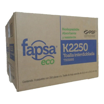 Toalla Interdoblada Cafe Eco Fapsa 8 Paquetes Con 250 Hojas Natural Cafe
