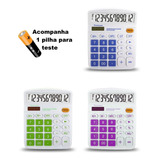 Calculadora De Mesa Balcão Teclas Grandes C12 Coloridas