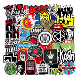 Bandas De Rock Variadas 50 Calcomanias Stickers Contra Agua