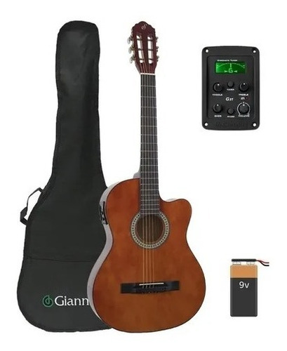 Violão Elétrico Flat Aço Natural Giannini Sf-14 + Capa