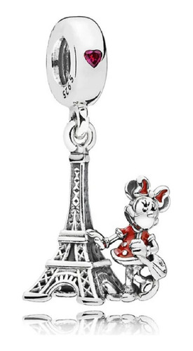 Charm Torre Eiffel Paris Y Minnie En Plata 925 Silver Heart