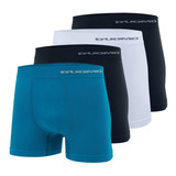 Kit Com 4 Cuecas Boxer Microfibra Duomo - Azul/preto/branco