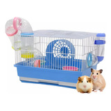 Jaula Para Hamster Jaula Cuyes Huron Accesorios Casa Hamster Azul Con Tubos Y Rueda