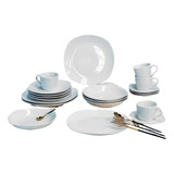 Vajilla Porcelana Blanca Para 8 Personas 40pz Vascella