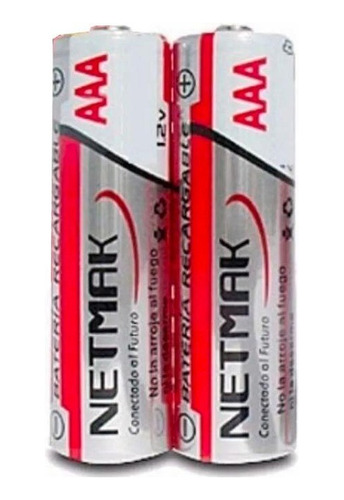 Pilas Recargables Aaa Blister Pack X2 Unidade 1100mah Netmak