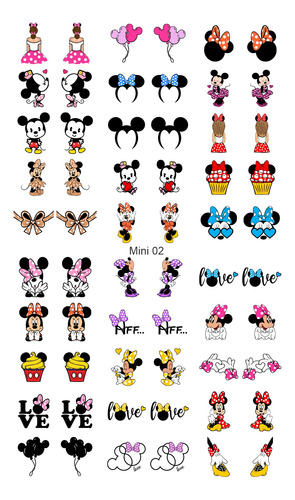 60 Adesivos De Unha 3d Mickey Pré Pronto - Modelo Mini 02