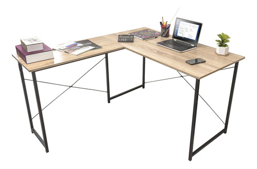 Escritorio Top Living Desk-11 Melamina De 140cm X 75.5cm X 60cm X 120cm