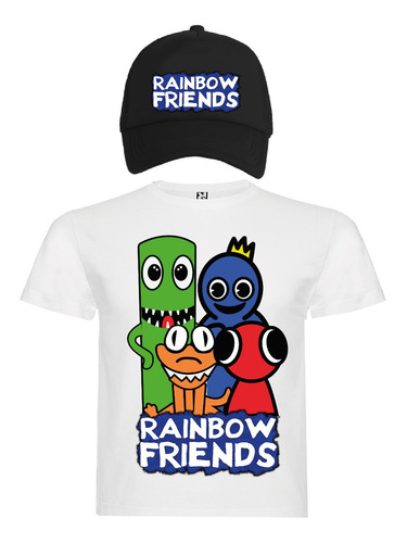 Polera Jockey Gorro Rainbow Friends Logo Niños