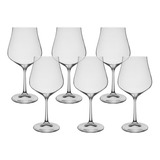 6 Taças De Cristal Para Vinho Bourgogne 600ml Tulipa Bohemia