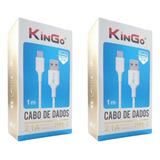 Kit 2 Cabos Usb-c Kingo Branco 1m 2.1a Para Redmi Note 9s