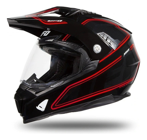 Casco Moto Ufo Aries Cross Enduro Ruta C/ Visor Solomototeam