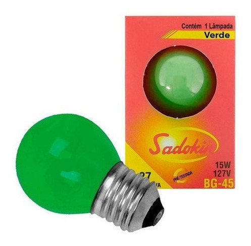 Kit 5 Lâmpadas Incandescente Decorativa 15w 127v Verde