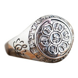 Anillo Plata Budista Flor De La Vida Y Mantras Hombre Mujer