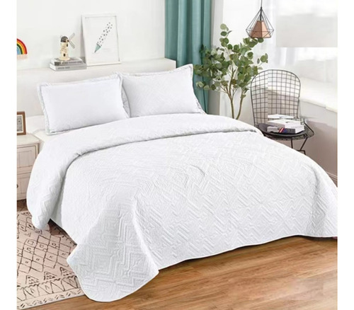 Cubrecama Quilt Verano 1.5 Plaza Unicolor Blanco Delgado Tf