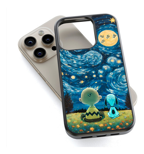 Funda Para iPhone Snoopy Noche Estrellada Van Gogh Schulz