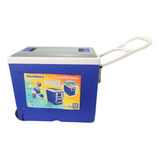 Caixa Térmica Coller C/rodas Cor Azul 32l Grande Praia