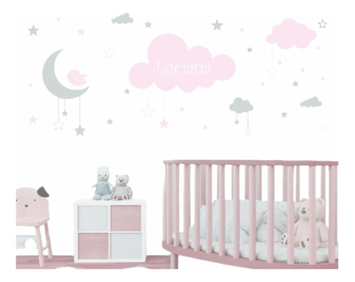 Vinilo Decorativo Bebes /niñas/niños Nubes Estrellas Luna