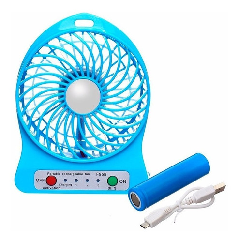 Ventilador Portatil Recargable Usb 3 Velocidades C/bateria