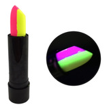 Labial Bicolor Fluo Glow Pinta Cara Maquillaj Brilla Luz Uv Color Fucsia - Amarillo