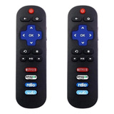 Kit 2 Controle Compatível Tcl Roku Amazon Netflix Rdio Vudu