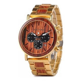 Reloj De Madera Bobo Bird Original Dorado Con Café