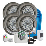 Kit 4 Luces Led 20w Rgb Para Pileta Fibra + Kit Proteccion