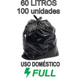 Saco Para Lixo 60 Litros 100unidades 0,5 Grama Uso Doméstico
