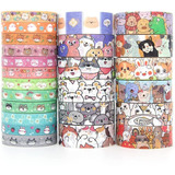 Set 24 Cintas Adhesivas Washi Tape - Diseño Kawai