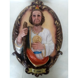 San Judas Tadeo De Medallon.escultura De Resina. 
