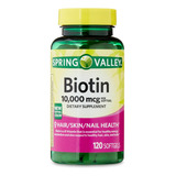 Biotina 10000 Mcg Spring Valley Hair Skin Nails 120 Caps