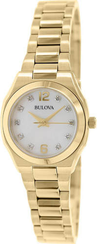 Relogio Bulova 97p109 26mm Diamond Feminino Dourado 