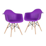 2 Cadeiras Charles Eames Daw  Com Braços  Cores Estrutura Da Cadeira Roxo