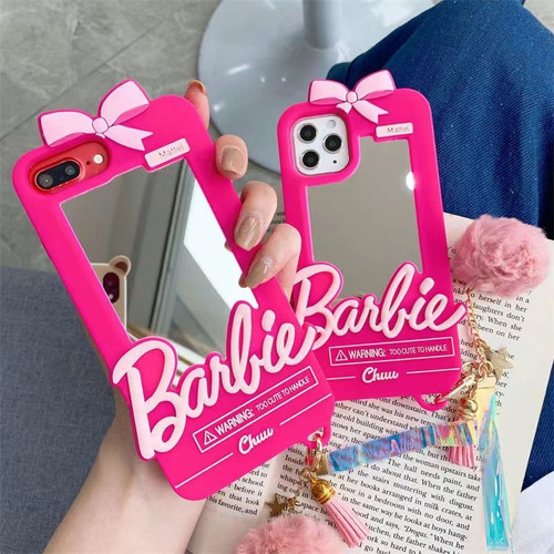 Barbie Funda Protectora Con Espejo Y Charm Para Móvil Rosa