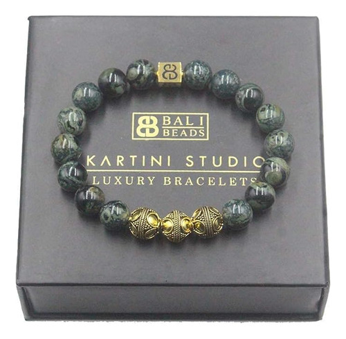 Pulsera De Cuentas De Oro Y Jade Para Hombre, Pulsera De Jad