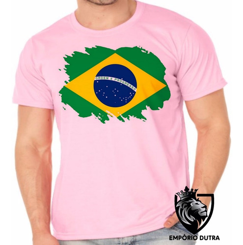 Camiseta Infantil Até Adulto Bandeira Brasil Brasileira