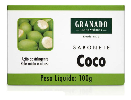 Sabonete Granado Coco 100g Verde Limpeza Do Rosto