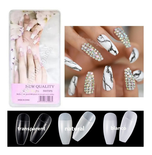 Tips X500 Uñas Postizas Ballerina Coffin Manicuria Esculpida