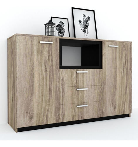 Mueble Cómoda Cajonera Aparador Rack Living Color Marrón Claro