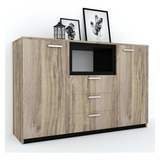 Mueble Cómoda Cajonera Aparador Rack Living Color Marrón Claro